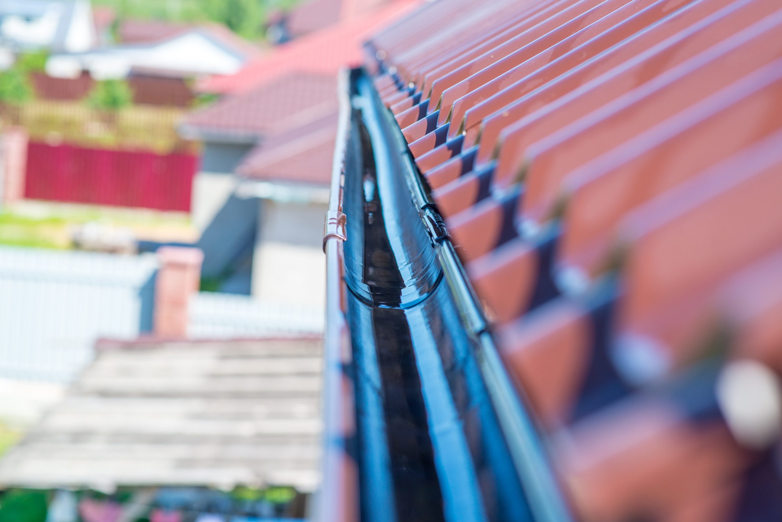connector plastic drip gutters on the roof